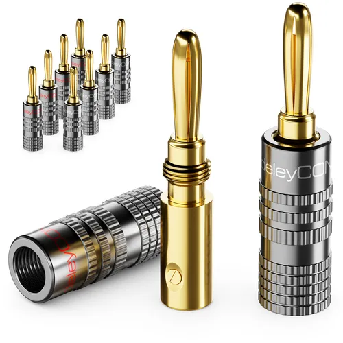 10x Bananenstecker schraubbar Vergoldet Lautsprecher Kabel Stecker 0,75mm-4,5mm
