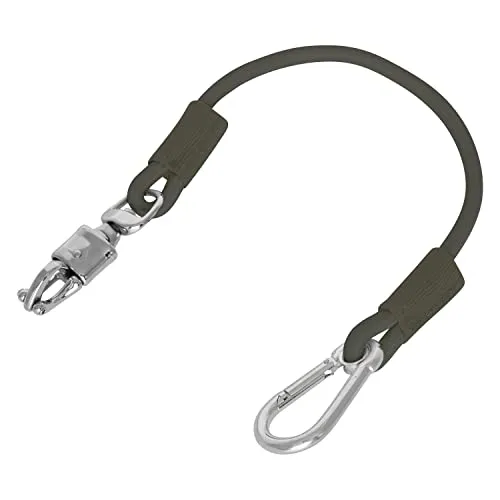 Imperial Riding Traileranbinder elastisch 60 cm Anbindestrick Panikhaken + Karabinerhaken (Olive Green)