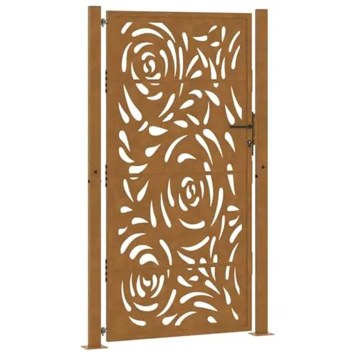 vidaXL Gartentor 105x205 cm - Wetterfester Stahl mit Flammen-Design - Gartenzäune: Hochbelastbares, lasergeschnittenes Tor aus wetterfestem Stahl, korrosionsbeständig und wartungsarm. Ideal für Eingänge und Einfahrten.