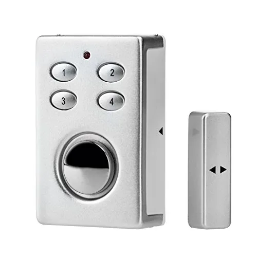 KOBERT GOODS – SP65 Silber drahtloser Tür-, Fenster- oder Vitrinenalarm, Einsatz als Alarmanlage, Einbruchsschutz, Home-Security Mit PIN-Code-Eingabe, Magnet/Vibrationssensor sowie 130 db-Sirene