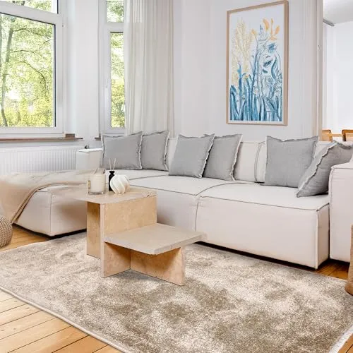 ASTRA Teppich Stevie 250, rechteckig, 160x230 cm - Teppich für Wohnzimmer und Schlafzimmer, aus weichem Kurzflor, maschinell gewebt und fußbodenheizungsgeeignet, in stilvollem Beige.