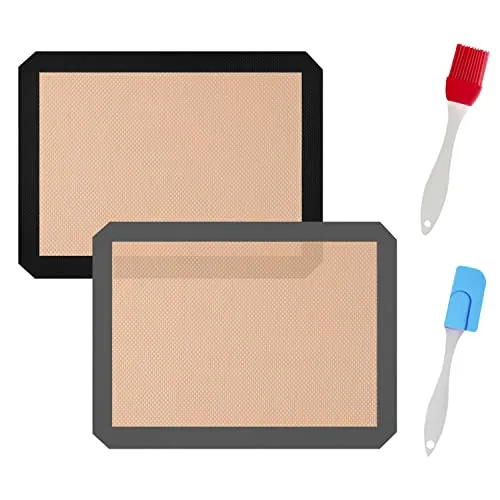 Backmatten, hochtemperaturbeständig, mit Ölbürste und Pfannenwender, halber Rand – Backmatte aus Silikon, antihaftbeschichtet 2