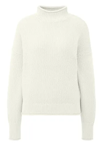 QS Damen 2170514 Pullover Langarm, White, XXL - Pullover für Damen mit Stehkragen und langen Ärmeln, ideal für einen lässigen Look und angenehm zu tragen dank Regular Fit.