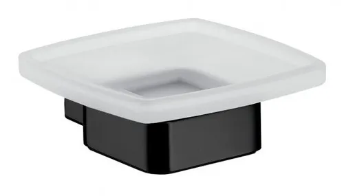 EMCO Loft Seifenhalter Schwarz aus Kristallglas - Elegante Seifenschale aus Kristallglas für die Wandmontage, perfekt für stilvolle Badezimmer und einfache Installation.