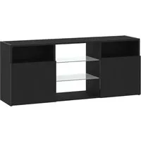 vidaXL TV-Schrank mit LED-Leuchten in Schwarz Eichen-Optik - TV-Halterungen mit RGB-LED-Beleuchtung für ein individuelles Ambiente, bietet reichlich Stauraum und ist pflegeleicht – ideal für jedes Wohnzimmer.