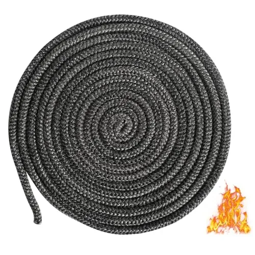 Ofen Dichtschnur, Φ 6mm x 4m Ofendichtschnur, Kamindichtung Dichtungsband für Kaminofen Ofendichtung Feuerfest mit Ofendichtschnurkleber für Kaminofen Kamin Smoker Grill Rohrisolation
