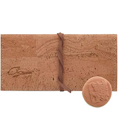 SIMARU Tabaktasche aus Kork, Drehertasche für Tabak (30 & 35g) mit Reißverschluss für Filter & Zubehör, Tabakbeutel mit Doppel Paper Holder (beige)