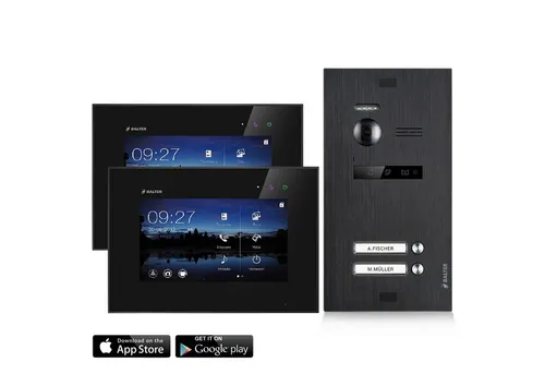 Balter Video-Türsprechanlage EVO mit App für 2-Familienhaus – Komplettset mit 2 Monitoren - Die Balter EVO Video-Türsprechanlage bietet Ihnen Sicherheit und Komfort. Mit WLAN-Anbindung und zwei 7