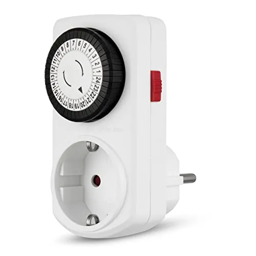 REV Zeitschaltuhr – mechanische Zeitschaltuhr Steckdose (48 Schaltzeiten/Tag, 30Min. Intervalle, max. 3680W) – Weiss