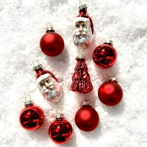 Kleine Baumkugeln aus Glas Ø 2 cm/2,5 cm/3 cm - Christbaumkugeln Baumschmuck Christbaumschmuck Weihnachtsbaumschmuck Weihnachtsbaumkugeln (Rot glänzend, 30 mm - 9er Stange)