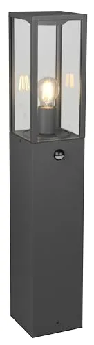 Trio Leuchten Außen Wegeleuchte Garonne 401869142 - Robuste 1-flammige Außen Wegeleuchte aus Aluminium Druckguss in Anthrazit mit klarem Glas. Ideal für den Außenbereich dank IP44 Schutz und integriertem Bewegungssensor für mehr Sicherheit.