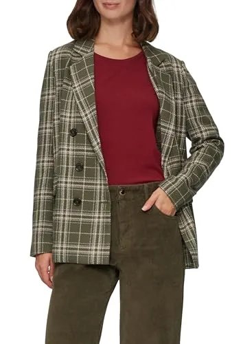 s.Oliver Langer Twillblazer mit Karomuster in Olivgrün - Größe 38 - Eleganter Blazer für Damen mit regulärer Passform und modischem Karomuster, ideal für stilvolle Outfits im Alltag oder im Büro.