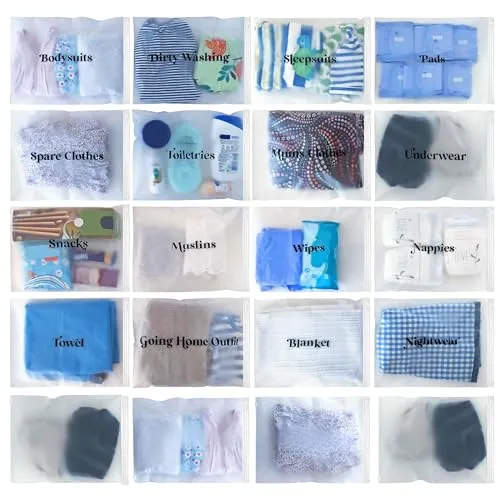 ASVP Shop 21 x Baby Krankenhaus Mutterschaft Organizer Taschen Essentials | Baby Shower | Mama to Be | Labor & Delivery Bag Labels