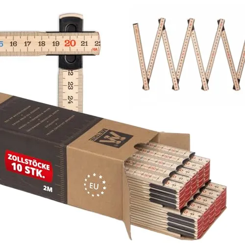 10x Schwedenmeter 2m - Gliedermaßstab und Zollstock - Praktische 10er-Packung Schwedenmeter, 2m lang, ideal für präzise Messungen in Handwerk und Bau. Robuste Bauweise für Langlebigkeit.