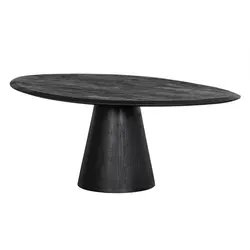 Couchtisch Posture aus Mangoholz – Skandinavisches Design, Ø 120 cm, schwarz - Harmonisches skandinavisches Design trifft auf individuelles Mangoholz. Der Tisch bietet Platz für gesellige Runden und bringt durch seine organische Form ein einladendes Ambiente in Dein Zuhause.