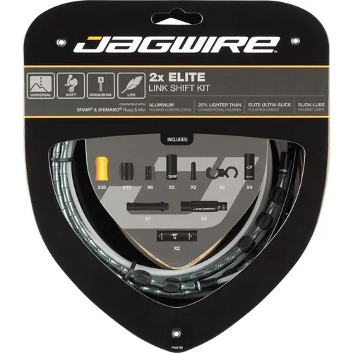 Jagwire 2X Elite Link Schaltzugset - Hochwertiges Schaltzugset für präzise Schaltvorgänge, ideal für ambitionierte Radfahrer. Perfekte Anpassung für ein optimales Fahrerlebnis.