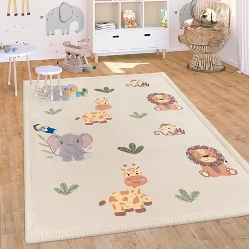 Paco Home Teppich Kinderzimmer - Weiche Krabbelmatte mit Regenbogen Design - Teppich fürs Kinderzimmer, waschbar und rutschfest, ideal für sicheres Spielen und Krabbeln. Hochwertiger, schadstoffgeprüfter Polyester für ein gesundes Raumklima.