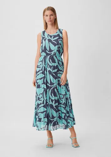 comma Chiffonkleid mit Plisseefalten tiefblau 42 - Freizeitkleid für Damen, aus feinem Chiffon mit eleganten Plisseefalten und einem modischen Cut-Out im Nacken, ideal für besondere Anlässe.