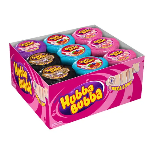 Hubba-Bubba Kaugummis MEGA LANG Sortimentskarton, 36 Rollen in pink von Hubba-Bubba