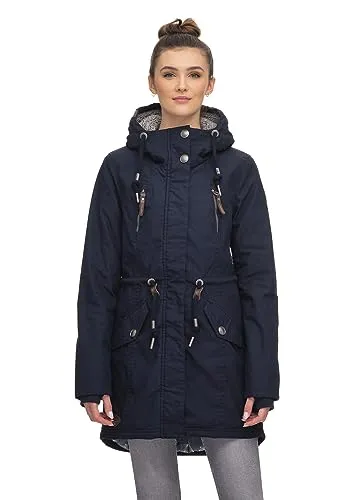 Ragwear ELSIE Damen Parka mit Kapuze - Stilvoller Übergangsmantel in Blau, Größe XS - Moderner Damen Parka mit gefütterter Kapuze, Tunnelzug und vier praktischen Taschen. Der feminine Schnitt und das bequeme Material sorgen für hohen Tragekomfort und machen ihn zum idealen Begleiter für die Übergangszeit.