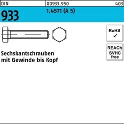 Reyher Sechskantschraube DIN 933 - Hochwertige Schraube M8 x 40 mm aus rostfreiem A5/1.4571, ideal für langlebige Verbindungen in anspruchsvollen Anwendungen. Inhalt: 100 Stück.
