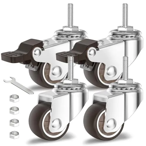 Produktbild HOLKIE Möbelrollen 25mm mit Bremsen – Gummi-Lenkrollen für Möbel