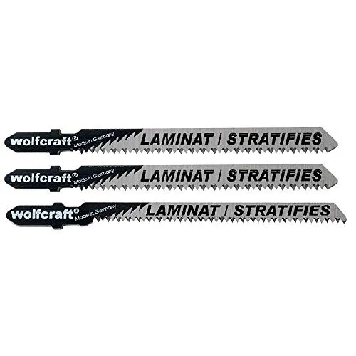 wolfcraft Stichsägeblätter-Set für Holz und Laminat I 2379000 I sehr saubere Schnitte I T-Schaft I Schnitttiefe bis 25 mm I Made in Germany