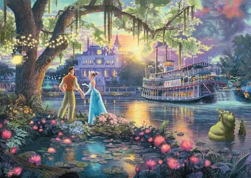 Schmidt Spiele 57527 Thomas Kinkade, Disney, Froschkönig, Die Prinzessin und der Frosch, 1000 Teile Puzzle, bunt[Exklusiv bei Amazon]
