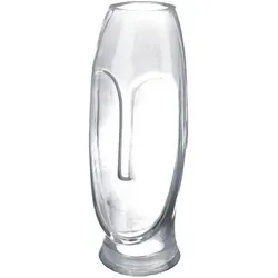 Casablanca by Gilde Tischvase Moai grau - Moderne Tischvase aus Glas mit wolkiger Oberfläche und Gesichtsmotiv, ideal für kreative Blumendekorationen und Wohnraum-Akzente.