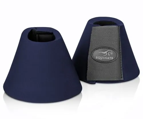 Equinate Hufglocken Denver M Navy - Robuste und stoßdämpfende Neopren Springglocken - Hufschutz für Training und Turniere - 2er Set