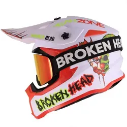 Broken Head Crosshelm FreakZone Weiss-Rot + MX-Brille Struggler Rot - Stylischer Crosshelm für Motorradfahrer, der Deine individuelle Note unterstreicht. Inklusive MX-Struggler Brille mit magnetischen Gläsern für schnellen Wechsel und beschlagfreier Sicht. Perfekt für unvergessliche Fahrten!