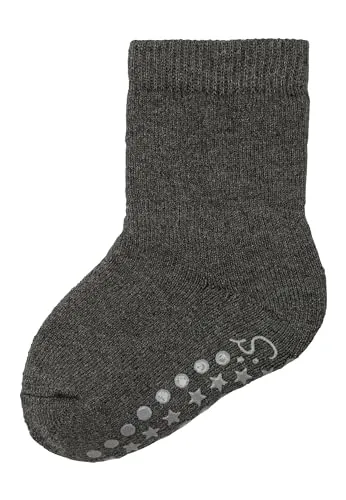 Sterntaler ABS Socken aus Wolle - Kinder Stoppersocken mit Innenfutter - ABS-Motiv auf Sohle - Krabbelsöckchen - Baby und Kinderstrümpfe, dunkelgrau melange, Größe 18