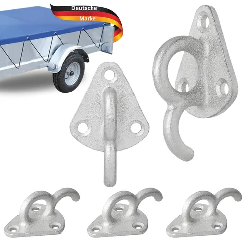 TRAILERKRAFT® Dreiloch Planenhaken Netzhaken Anhänger Mit Öse Metall 5 Stk.