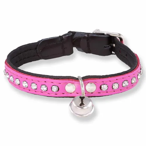 Katzenhalsband aus Leder mit Strasssteinen für Katzen Halsband