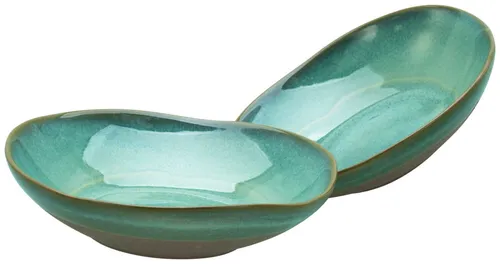 CreaTable - Basalt Bio - Pasta Bowl 2-tlg (Oliv) - Sonstige, stilvolle 2-teilige Schalen aus Steinzeug mit modernem Töpferei-Charakter, ideal für mediterrane Gerichte und spülmaschinengeeignet.