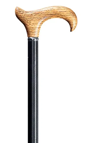 Gastrock Gehstock CARBON-EICHE, Derbygriff aus deutschem Eichenholz, Stock aus Carbon, verstellbar 84-100 cm, inkl. Gummipuffer