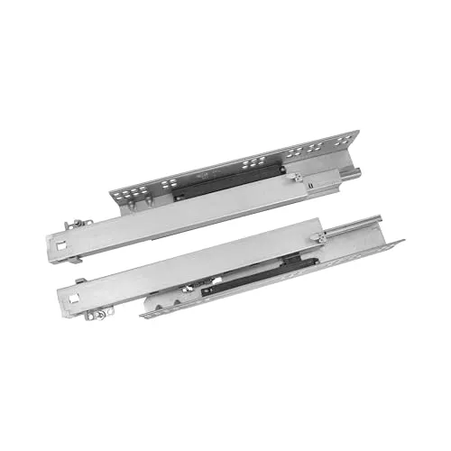 Amig Set mit 2 x mod.45 verzinkten Stahlgleiter für Möbelschubladen, Kommoden oder Schränke, vollständig abnehmbar, selbstschließend, 25 kg/Paar (300 mm) Silber