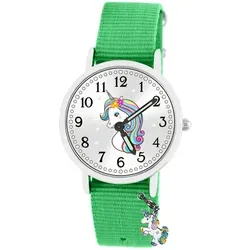 Kinder Armbanduhr Mädchen Einhorn Schmuckset leuchtet im dunkeln wasserdicht Armband grün 923