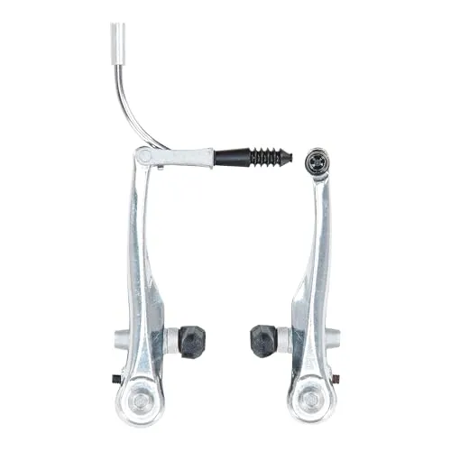 Prophete ALU V-Bremskörper Set – Hochwertige Aluminium V-Brake für Vorder- & Hinterrad inkl. Bremsschuhe & Verbindungsrohr – Silber – Fahrrad Ersatzteil für City- & Trekkingräder