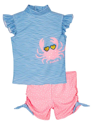Playshoes Unisex Kinder UV-Schutz Bade-Set, Krebs, 98-104 EU - Rash Guard-Set für Mädchen mit hohem UV-Schutz UPF 50+, ideal für Sommertage am Meer oder im Schwimmbad. Inklusive Windeleinsatz bis Größe 86/92 für sorgenfreies Baden.