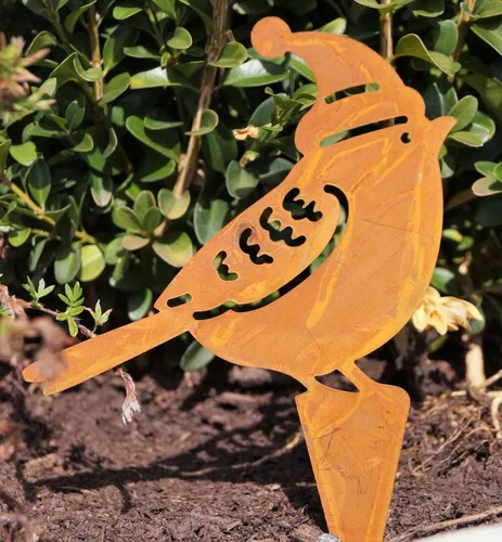 Rostoptik Wintervögel zum Stecken 14 x 11 cm Winter Dekoration Garten 2