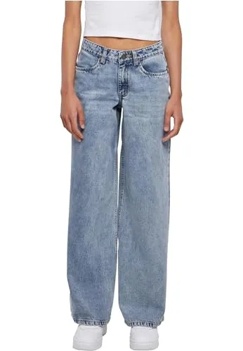 Urban Classics Damen Hose Ladies Mid Waist Wide Denim - Tinted Lightblue Washed 28 - Jeans mit Mid Waist und weiter Passform, ideal für einen lässigen Look und hohen Tragekomfort.