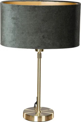 QAZQA Moderne Tischleuchte Parte in Gold und Grün - Elegante Tischleuchte mit goldfarbenem Fuß und grünem Samtschirm (35 cm). Ideal für stimmungsvolle Beleuchtung in Wohnzimmer oder Schlafzimmer. Dimmbar und geeignet für LED, bringt sie Stil und Wärme in Ihr Zuhause.