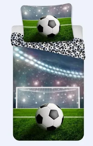 Bettwäsche Fußball 135 x 200 cm mit Kissenbezug 80 x 80 cm - Zweiteilige Bettwäschegarnitur aus 100% Baumwolle im Fußballstadion-Design, perfekt für Sportfans und ideal für das ganze Jahr.