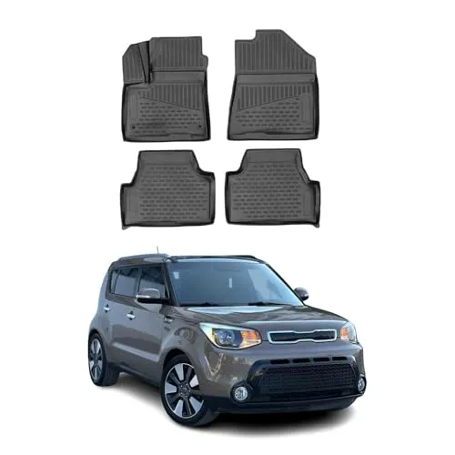 OMAC Auto-Fußmatten für Kia Soul EV 2014-2021, 4tlg Schwarz - Fahrzeugspezifische Allwetter-Fußmatten, wasserdicht und rutschfest für optimalen Schutz und Sicherheit im Innenraum Ihres Kia Soul EV.