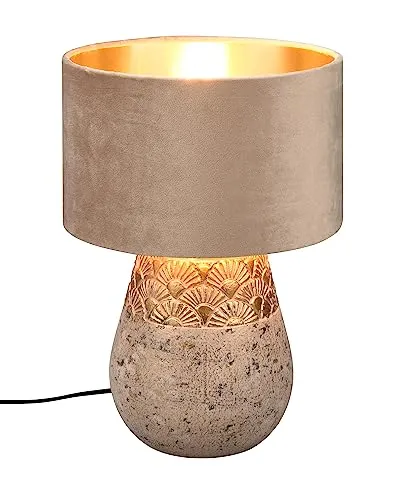 Trio R51231061 Tischleuchte Kiran 1x60W | E27 - Stilvolles Design mit Kabelschalter - Tischleuchte Kiran von Trio vereint elegantes Design aus Samt und Keramik. Ideal für gemütliche Beleuchtung im Schlafzimmer oder Wohnzimmer. Genießen Sie warmes Licht und eine umweltfreundliche LED-Option.
