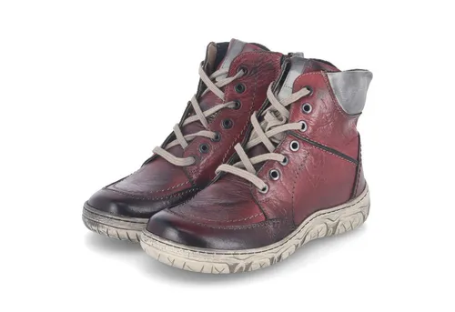 KRISBUT Krisbut 3307-1 PO Damen Glattleder rot Schnürstiefel - Elegante Damen-Schnürstiefel aus robustem Echtleder in Rot. Flexible Cupsohle für hohen Komfort und anpassbare Passform durch Schnürung und Reißverschluss. Ideal für stilvolle Looks an kühlen Tagen.