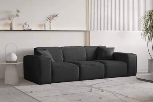 Designersofa CELES PREMIUM 3-Sitzer in Schwarz in schwarz von Fun Moebel