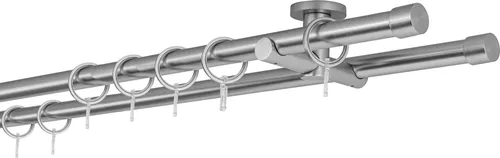 Gardinenstange auf Maß 20mm in Edelstahl-Optik - Hochwertige Vorhangstangen in Edelstahl-Optik, individuell anpassbar von 100 bis 400 cm. Ideal für eine stilvolle Fensterdekoration mit einfachem Montagezubehör. Perfekt für jede Gardine!