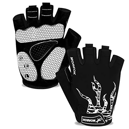 Fahrradhandschuhe Herren Damen,Halbfinger Gel SBR Radhandschuhe -Weiß-XXL
